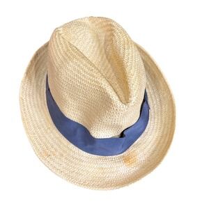 Brooklyn Hat Co.Straw Fedora Hat Blue Ribbon Medium Toyo Summer Beach